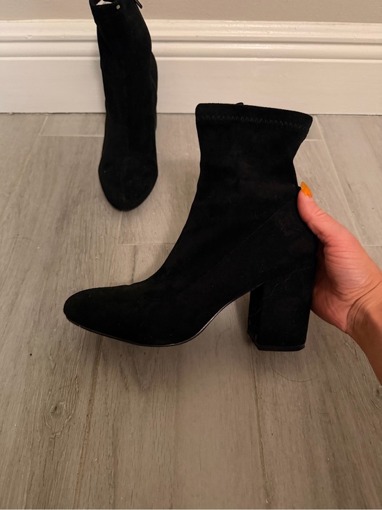 Madden Girl Shoes - Madden Girl Black Suede Block Heel Ankle Booties